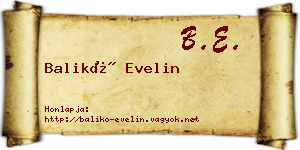 Balikó Evelin névjegykártya