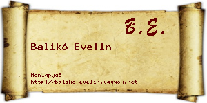 Balikó Evelin névjegykártya